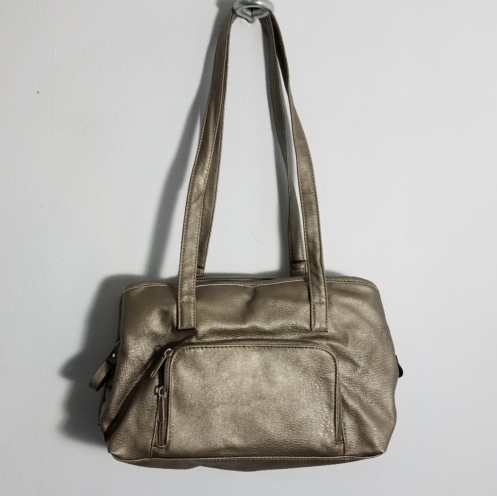 Awesome Merona pale gold vegan leather bag